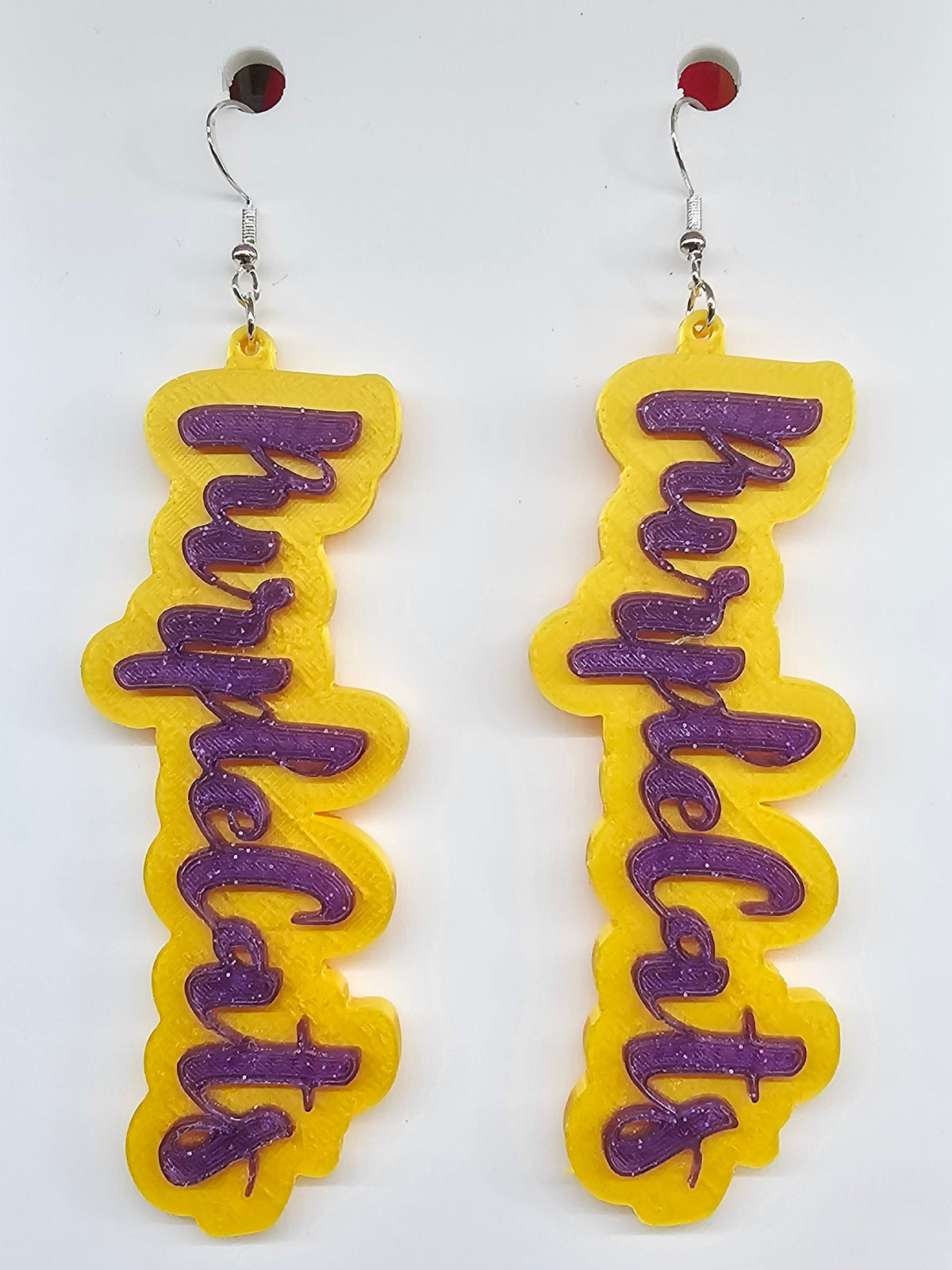 Ariton Purple Cats Script Earrings