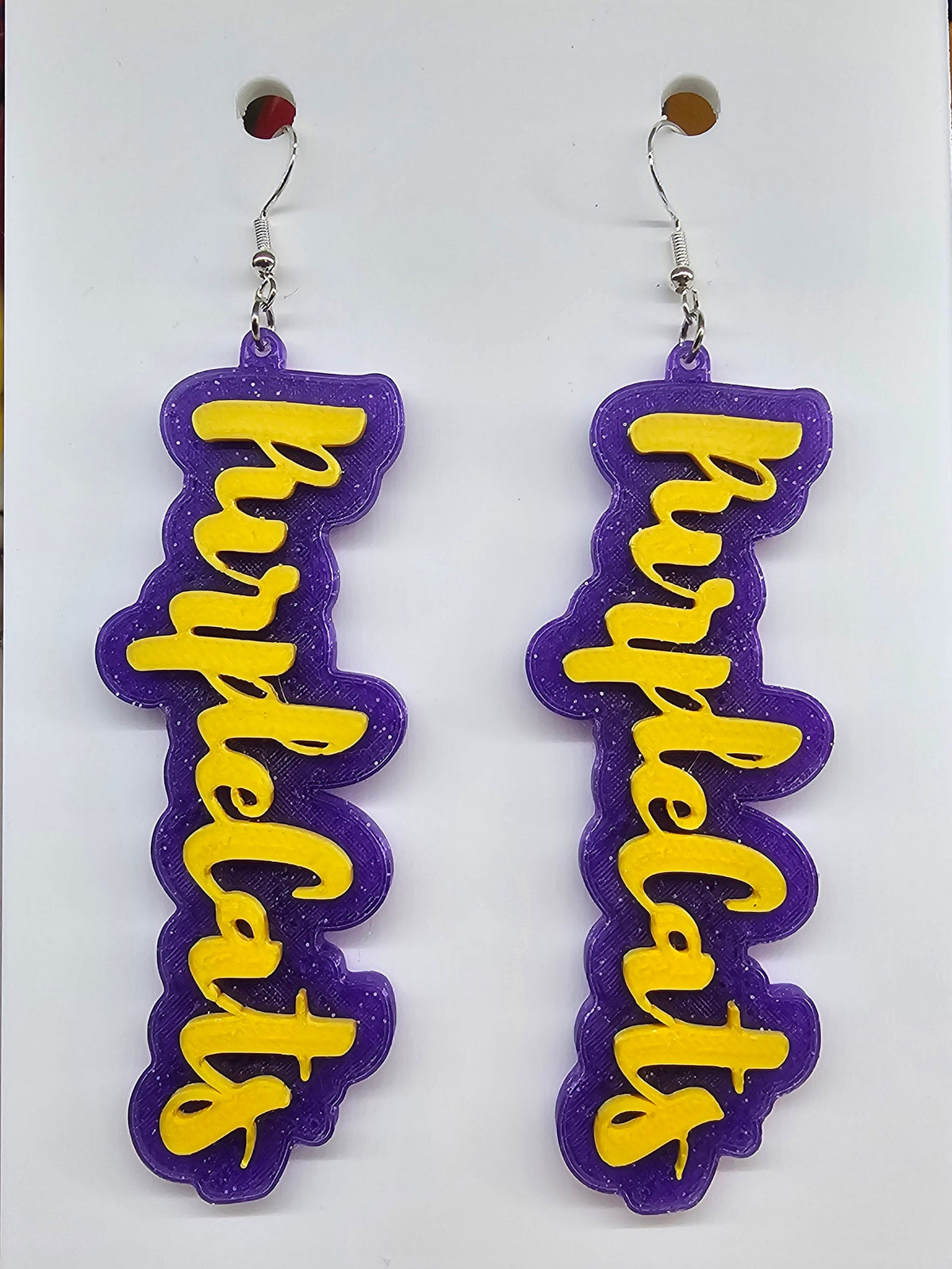 Ariton Purple Cats Script Earrings